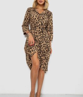 Платье софт на пуговицах с принтом, цвет бежевый, 230R117