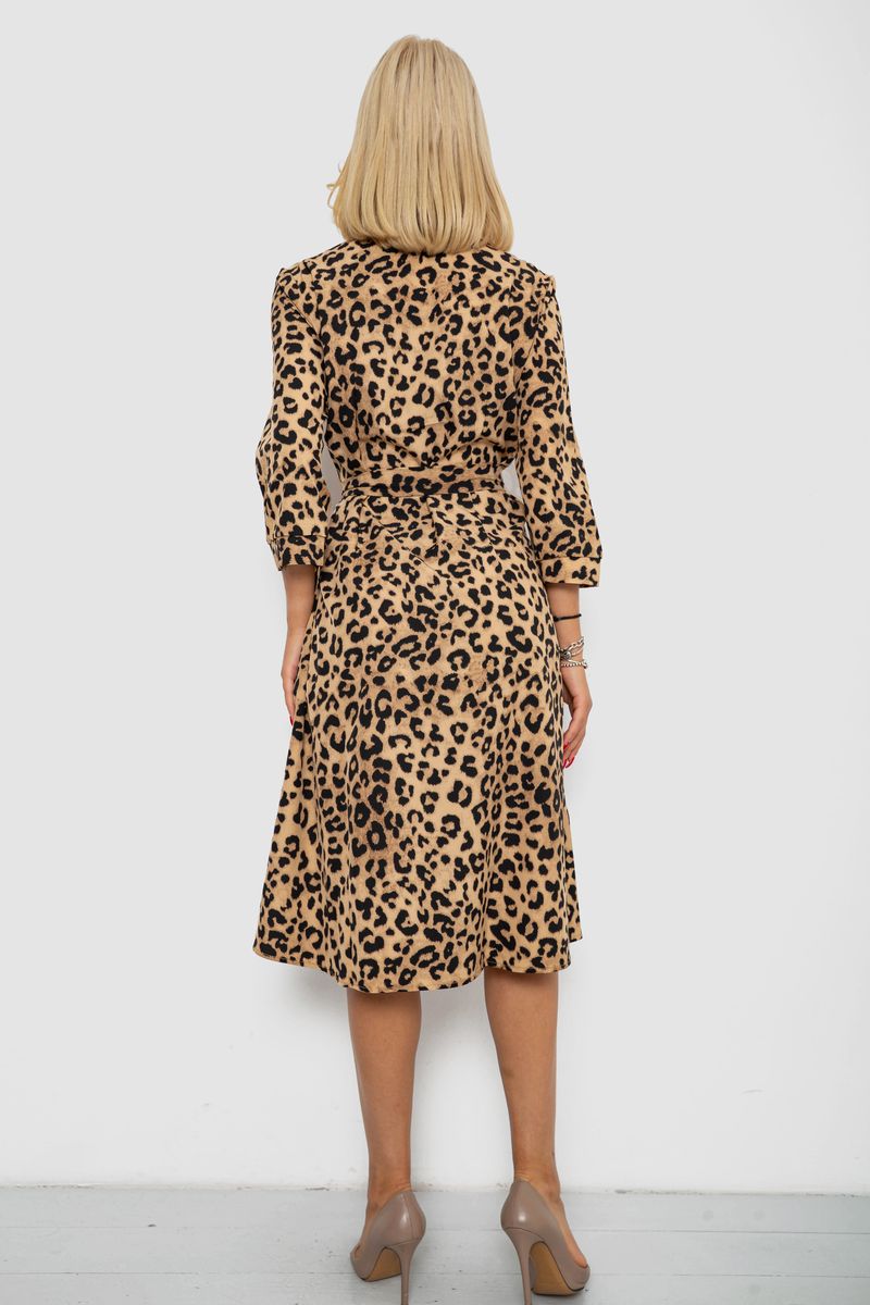 Платье софт на пуговицах с принтом, цвет бежевый, 230R117 — изображение 4