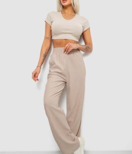 Штаны женские однотонные повседневные, цвет бежевый, 214R326