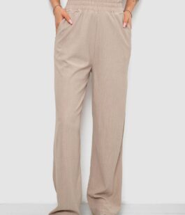 Штаны женские однотонные повседневные, цвет бежевый, 214R326