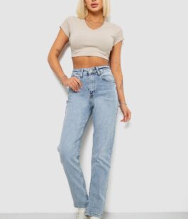 Джинсы женские однотонные MOM, цвет голубой, 244R00590