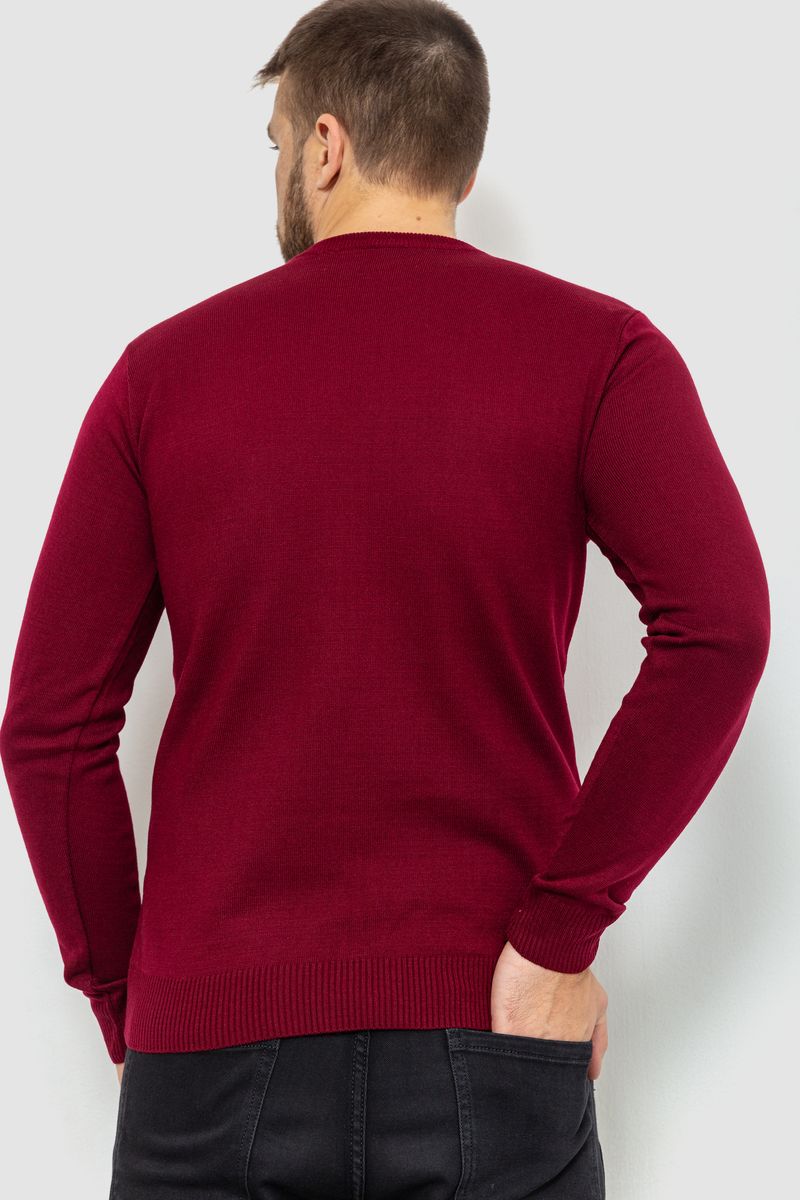 Свитер мужской однотонный, цвет бордовый, 161R1770-1 — изображение 4