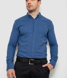 Рубашка мужская с принтом, цвет джинс, 214R7365