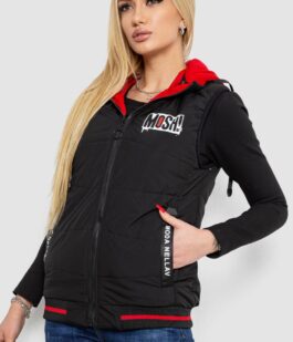 Жилет женский двухсторонний, цвет черно-красный, 244R20166