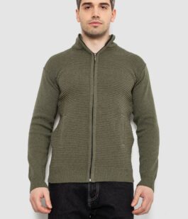 Кофта мужская на молнии с карманами, цвет хаки, 161R1053