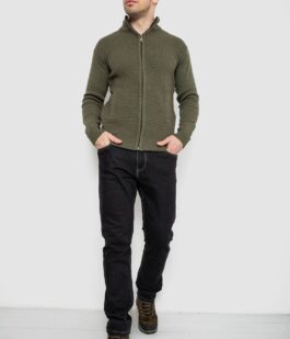 Кофта мужская на молнии с карманами, цвет хаки, 161R1053