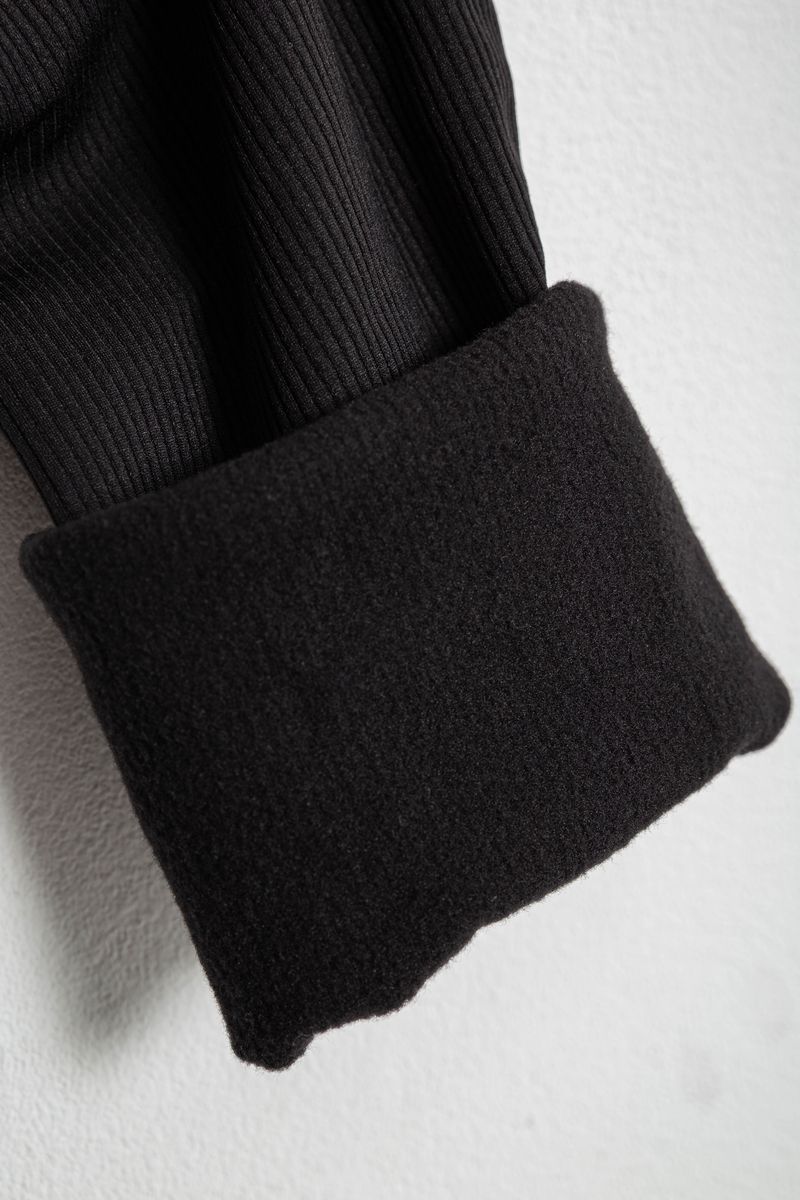 Лосины женские однотонные в рубчик на флисе, цвет черный, 214R0009-10 — изображение 7