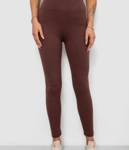 Лосины женские однотонные в рубчик, цвет коричневый, 214R0009