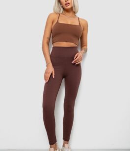 Лосины женские однотонные в рубчик, цвет коричневый, 214R0009