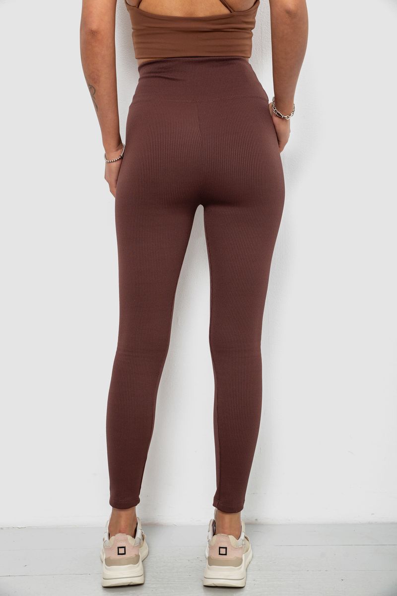 Лосины женские однотонные в рубчик, цвет коричневый, 214R0009 — изображение 4