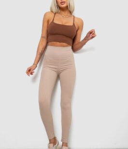 Лосины женские однотонные в рубчик, цвет бежевый, 214R0009