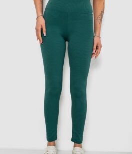 Лосины женские однотонные в рубчик, цвет зеленый, 214R0009