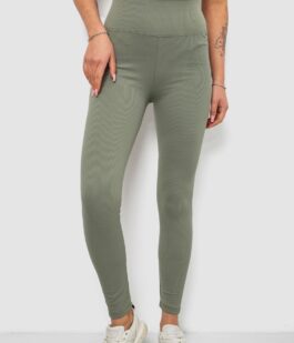 Лосины женские однотонные в рубчик, цвет оливковый, 214R0009