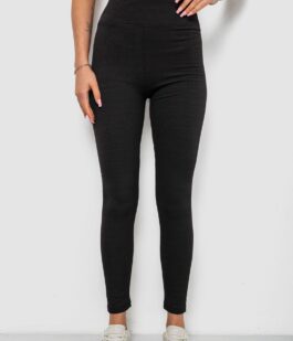 Лосины женские однотонные в рубчик, цвет черный, 214R0009