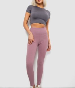 Лосины женские однотонные в рубчик, цвет сиреневый, 214R0009