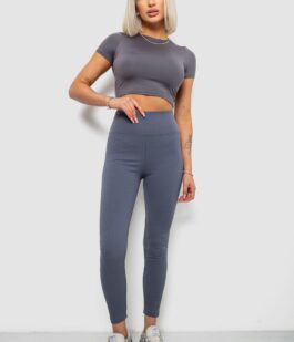 Лосины женские однотонные в рубчик, цвет серый, 214R0009