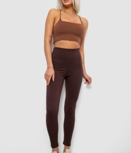 Лосины женские однотонные в рубчик, цвет шоколадный, 214R0009