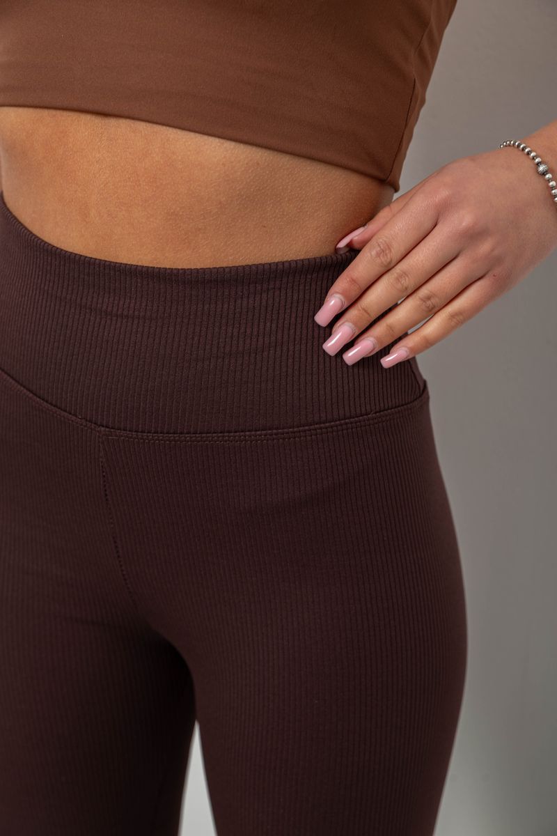 Лосины женские однотонные в рубчик, цвет шоколадный, 214R0009 — изображение 5