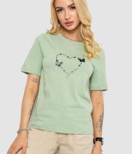 Футболка женская с принтом, цвет оливковый, 241R125