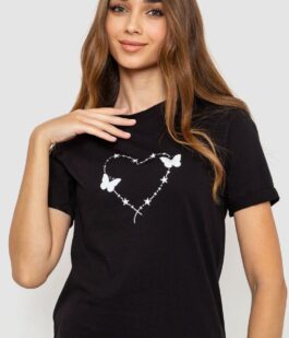 Футболка женская с принтом, цвет черный, 241R125