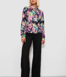 Блуза с цветочным принтом, цвет синий, 230R226