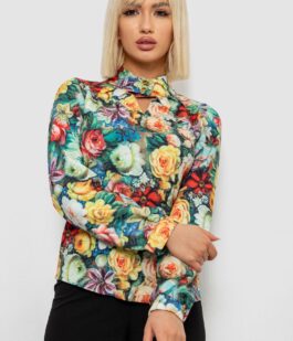 Блуза с цветочным принтом, цвет зеленый, 230R226