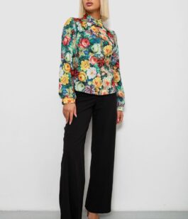 Блуза с цветочным принтом, цвет зеленый, 230R226