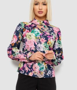 Блуза с цветочным принтом, цвет синий, 230R226