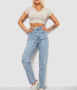 Джинсы женские однотонные Battal Mom, цвет голубой, 244R00289