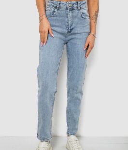 Джинсы женские однотонные Battal Mom, цвет голубой, 244R00289