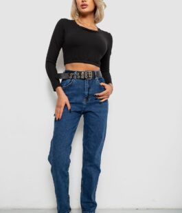 Джинсы женские однотонные MOM, цвет синий, 244R001115