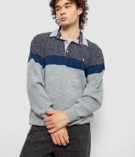 Свитер-обманка мужской, цвет серо-синий, 161R913