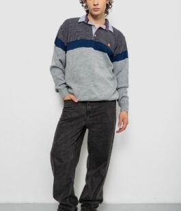 Свитер-обманка мужской, цвет серо-синий, 161R913