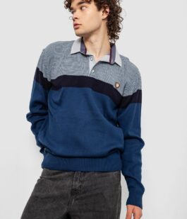 Свитер-обманка мужской, цвет сине-серый, 161R913