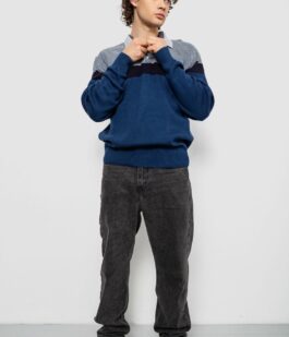 Свитер-обманка мужской, цвет сине-серый, 161R913