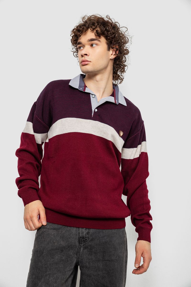 Свитер-обманка мужской, цвет бордовый, 161R913 — изображение 4
