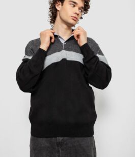 Свитер-обманка мужской, цвет черно-серый, 161R913