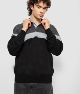 Свитер-обманка мужской, цвет черно-серый, 161R913