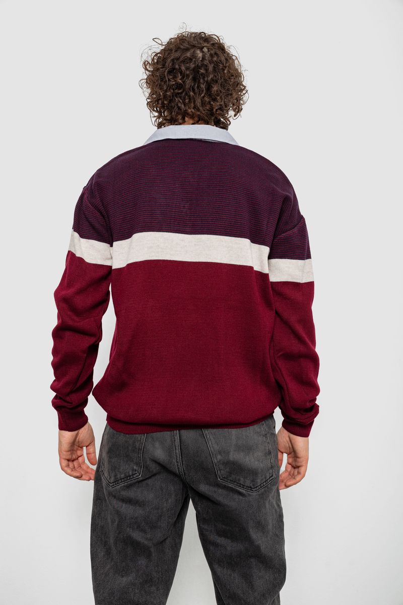 Свитер-обманка мужской, цвет бордовый, 161R913 — изображение 5