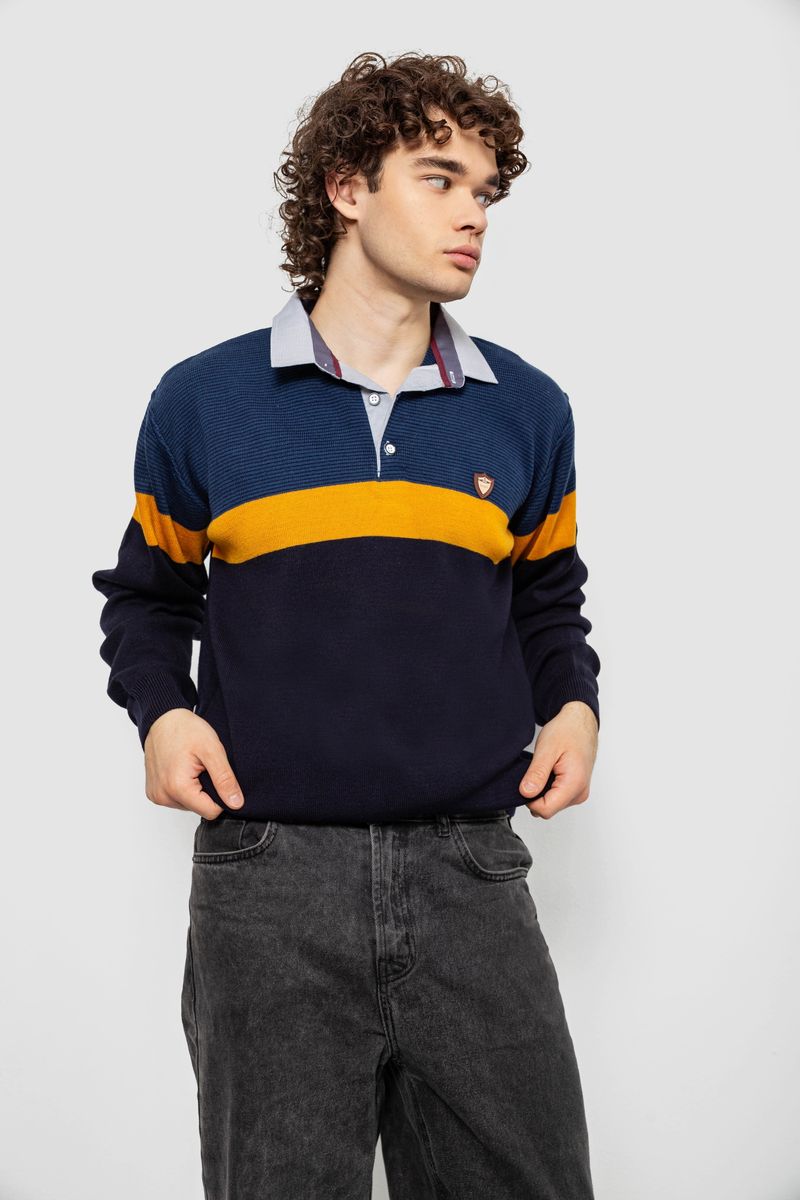 Свитер-обманка мужской, цвет синий, 161R913 — изображение 4