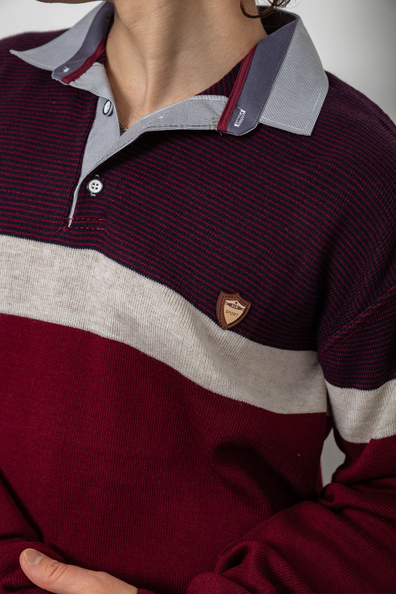 Свитер-обманка мужской, цвет бордовый, 161R913 — изображение 7