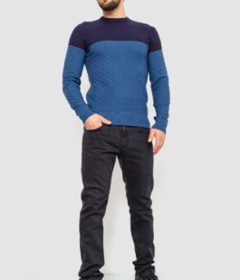 Свитер мужской двухцветный, цвет синий, 161R1205