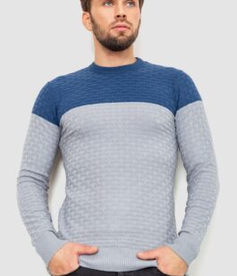 Свитер мужской двухцветный, цвет сине-серый, 161R1205