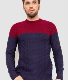 Свитер мужской двухцветный, цвет бордово-синий, 161R1205