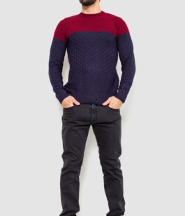 Свитер мужской двухцветный, цвет бордово-синий, 161R1205