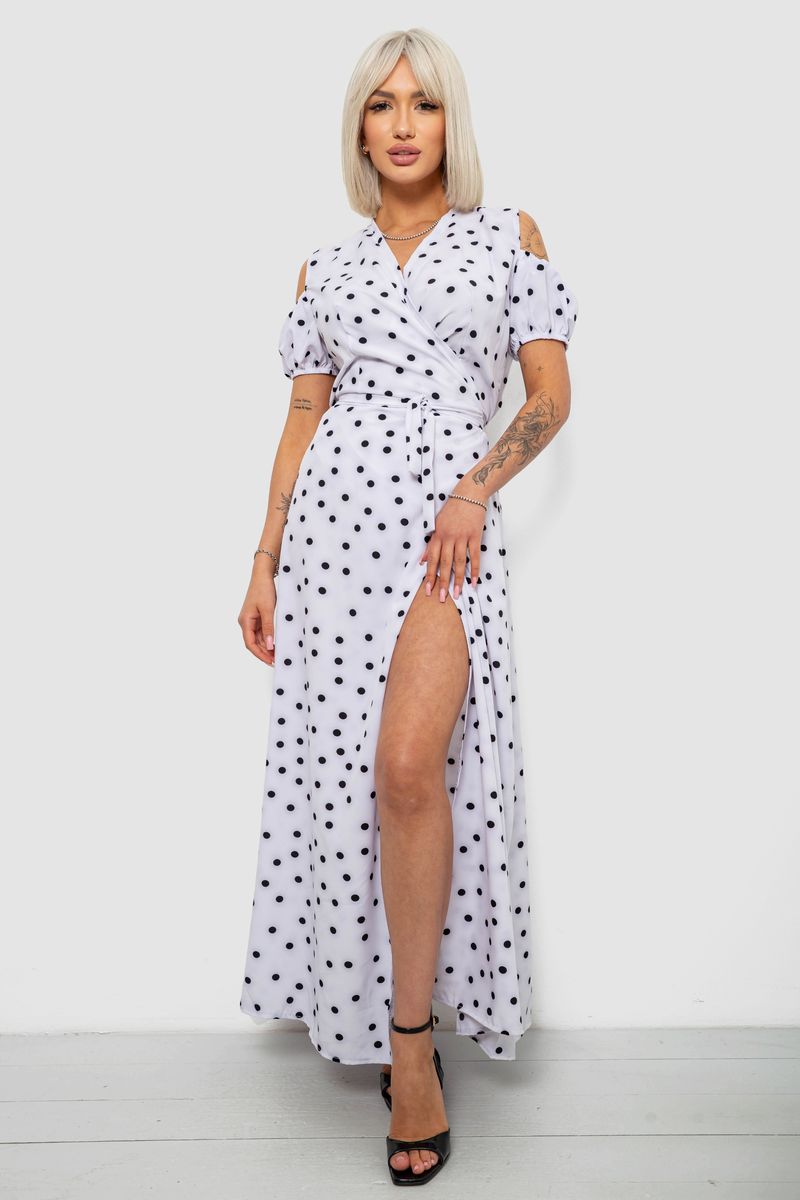 Платье женское на запах в горошек софт