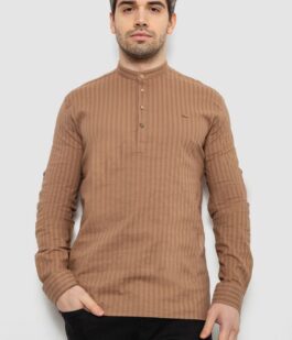 Рубашка мужская однотонная с принтом, цвет бежевый, 186R2077