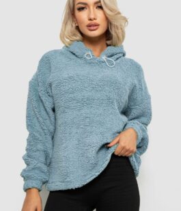 Худи женский однотонный с капюшоном, цвет голубой, 257R14
