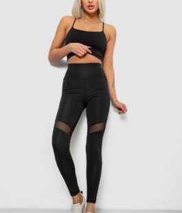 Лосины женские однотонные, цвет черный, 214R003L