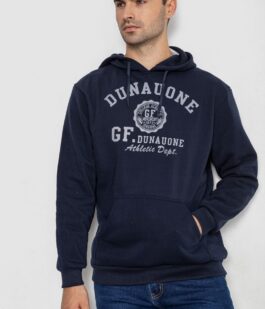 Худи мужской на флисе с капюшоном, цвет темно-синий, 244R2197